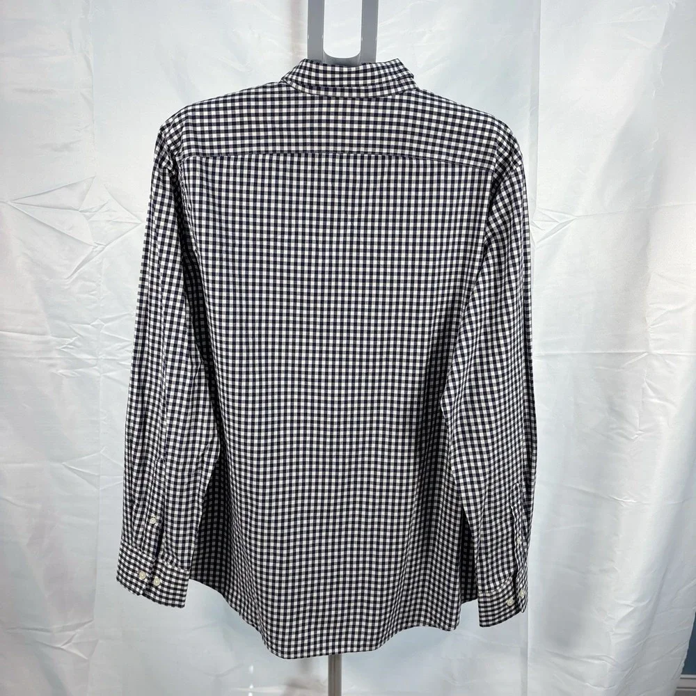 Banana Republic Men XL Navy Gingham Button Down Shirt Soft Wash Standard Fit